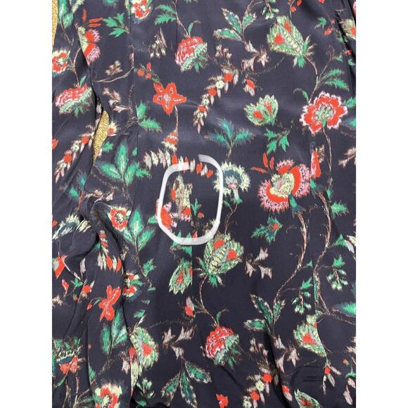 Derek Lam A-Line Navy Floral Print Long Sleeve Belted Mini Dress Sz 38/Sm - Picture 16 of 16